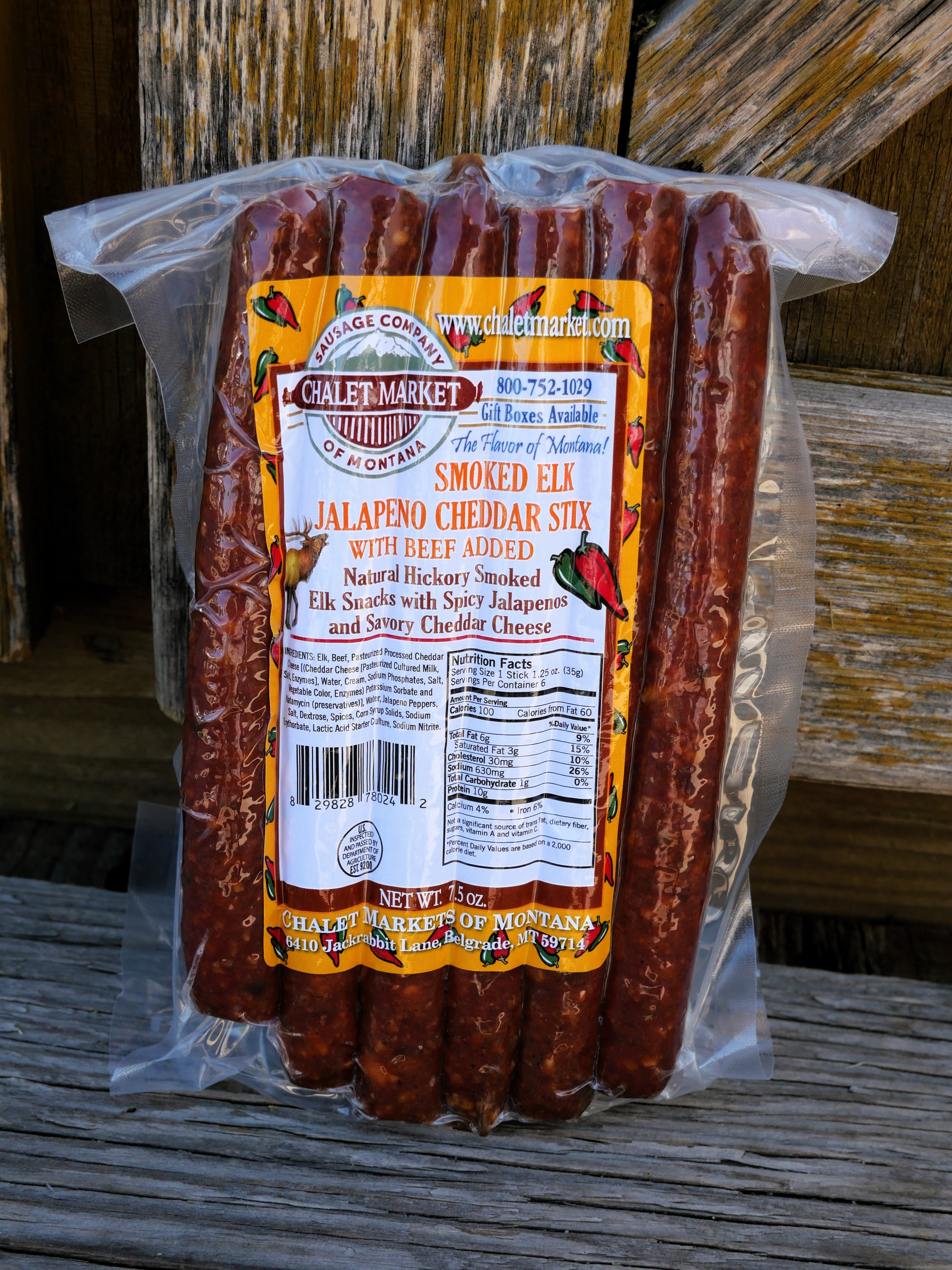 Elk Jalapeno Cheddar Snack Stix with Beef Added