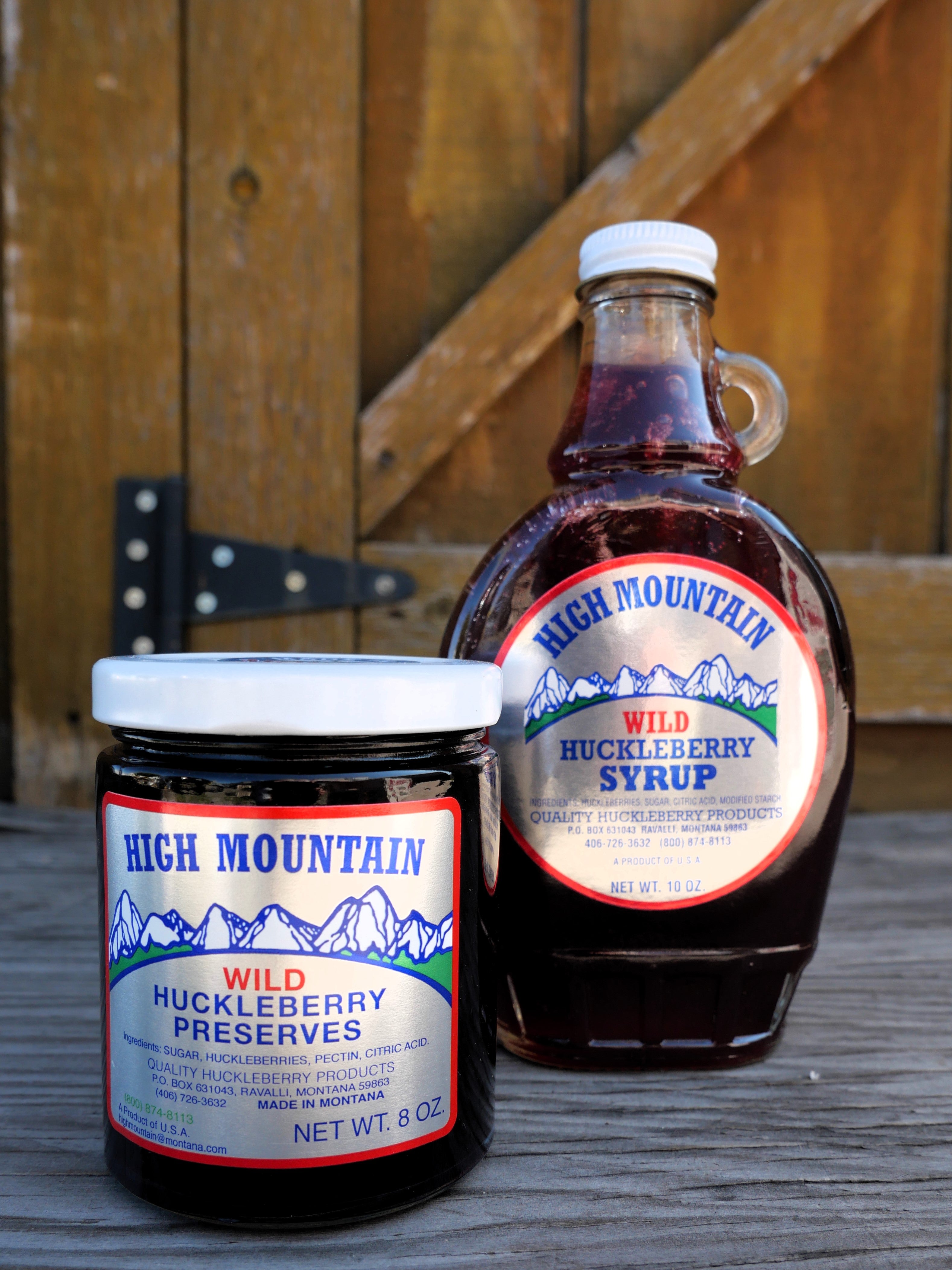 High Mountain Wild Huckleberry Syrup and Preserves Combo