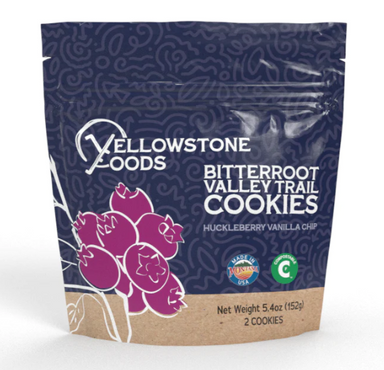 Yellowstone Foods Bitterroot Valley Trail Cookies Huckleberry Vanilla Chip. Made in Montana. 5.4oz, 2 cookies