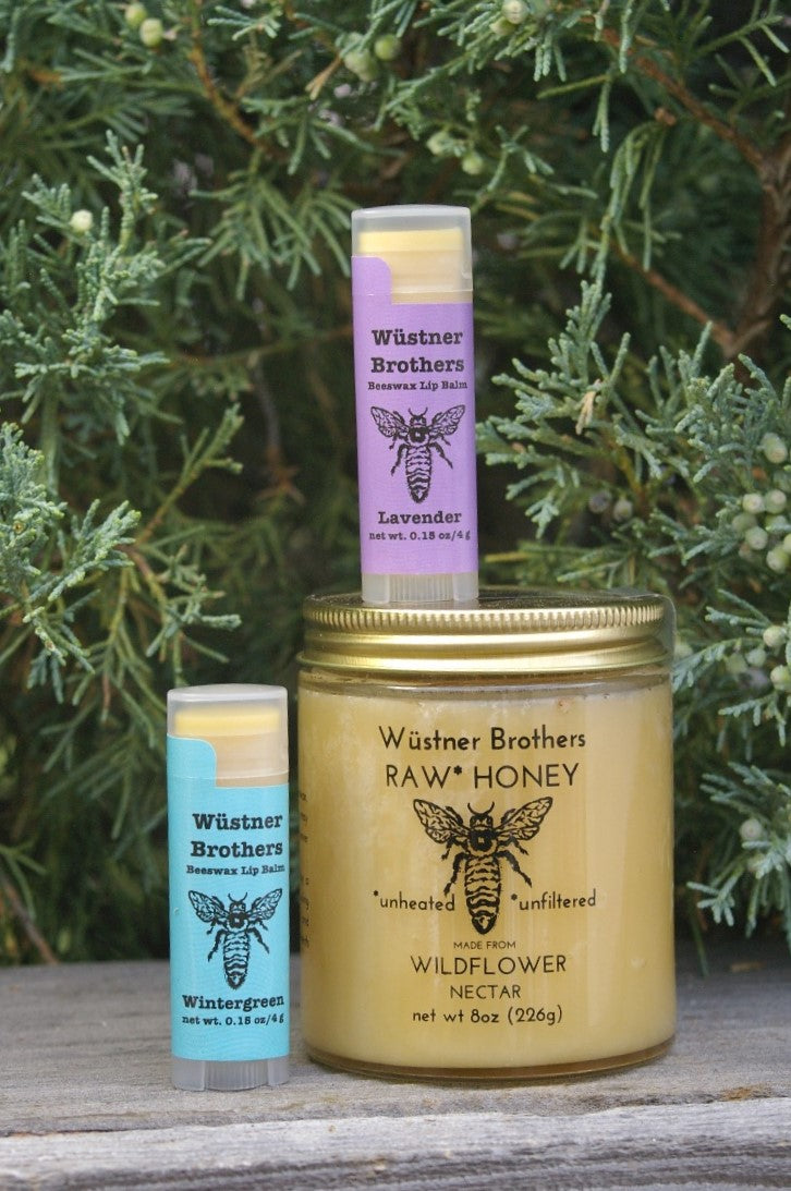 Wustner Brothers Gift Set:  Wildflower Honey and Beeswax Lip Balms