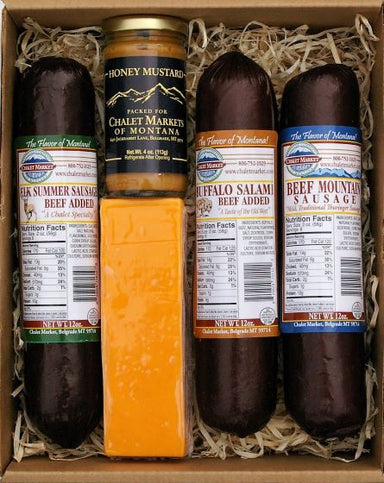 Chalet Market Gift Box Best of the Big Sky with Mustard and Cheese.  Made in Montana.