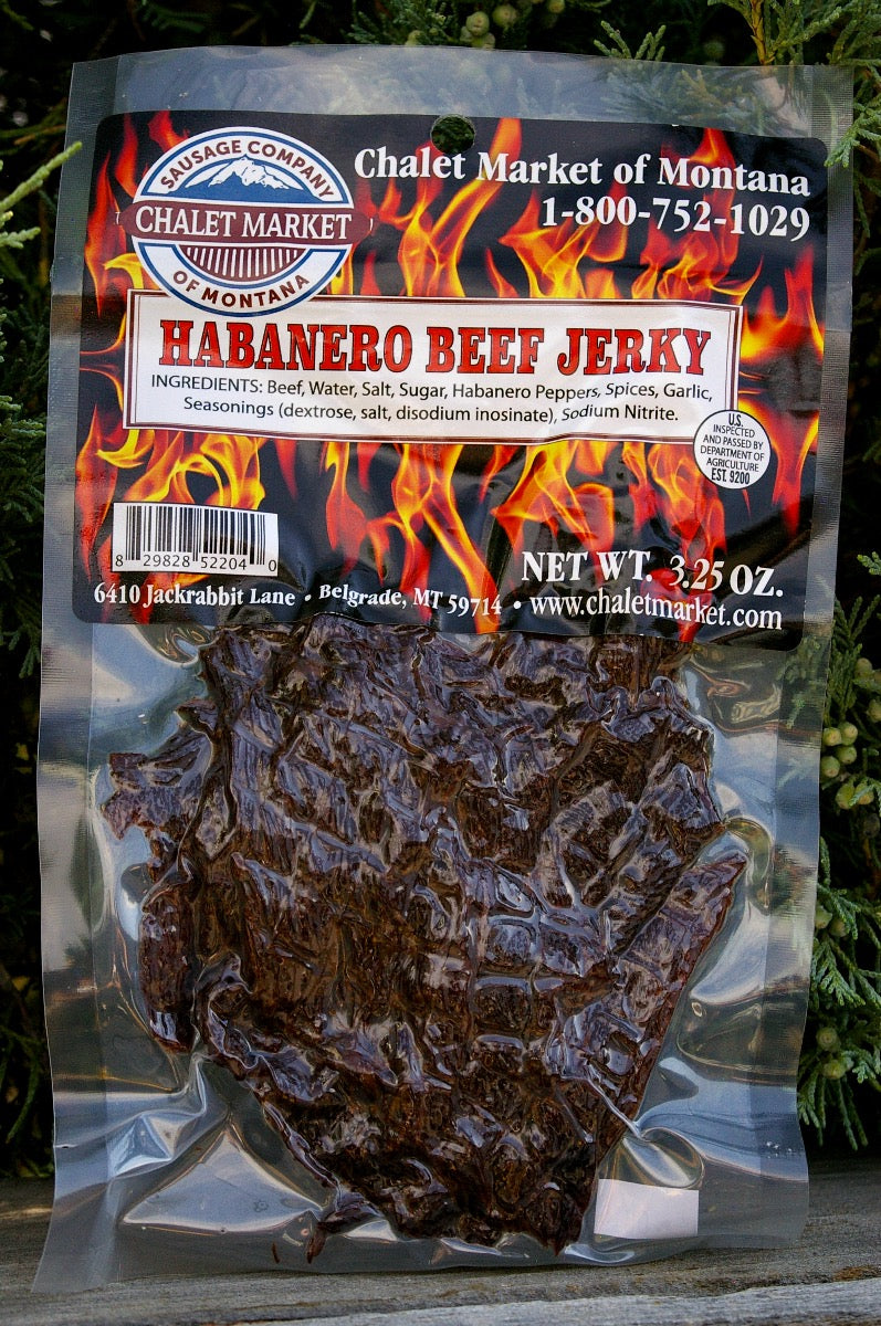 Chalet Market Habanero Beef Jerky 3.25 oz.  Made in Montana.