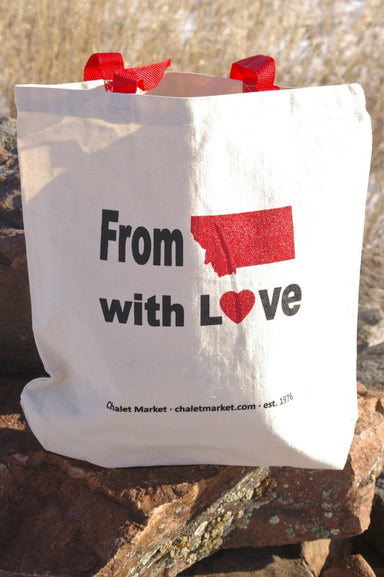 From Montana with Love Tote Bag.  Reusable canvas bag.