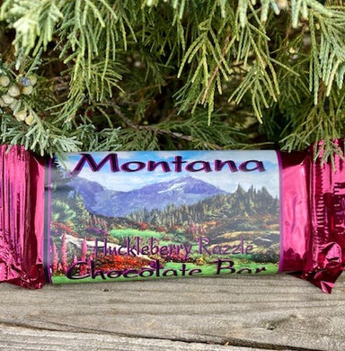 Montana Huckleberry Razzle Chocolate Bar, 4.5 oz.  Made in Montana.