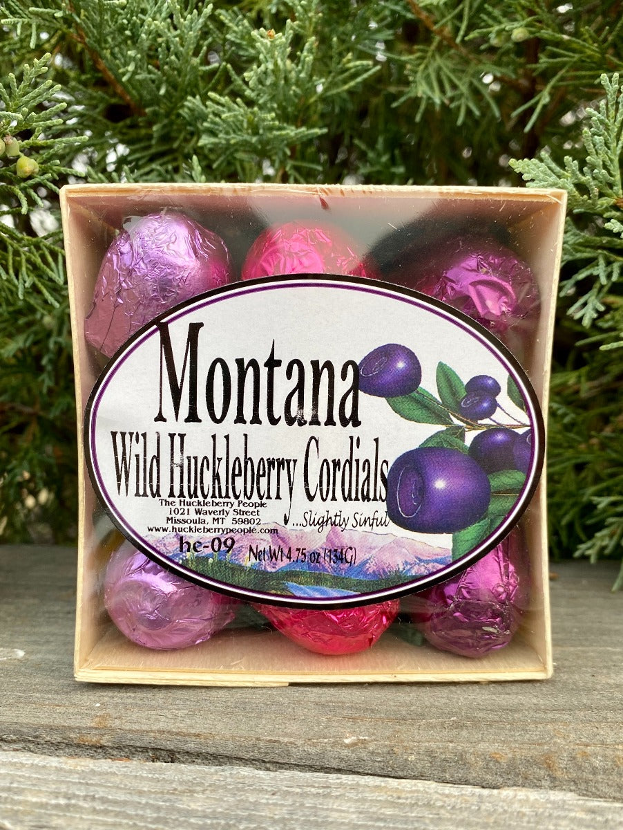 Montana Wild Huckleberry Cordials, 9 pieces.  Made in Montana.