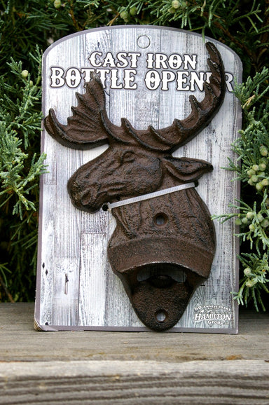 Moose Head Cast Iron Bottle Opener.  Wall mounted.  Rustic western decor.