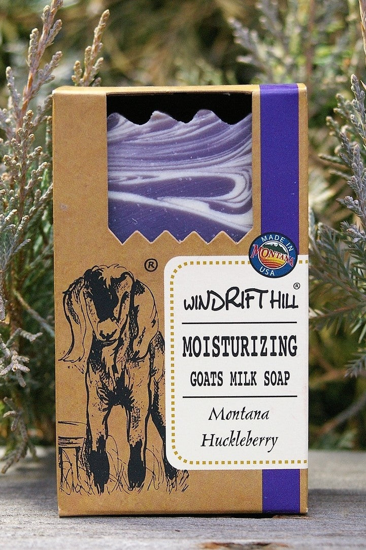 Montana Huckleberry Goats Milk Soap by Windrift Hill.  Made in Montana.