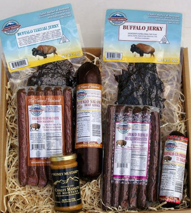 Where the Buffalo Roam Gift Box.  A gift box filled with Chalet Market Buffalo products.  Made in Montana.